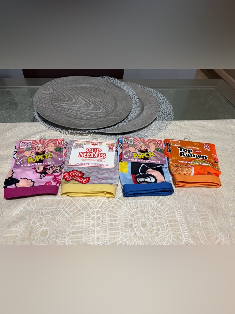 ISSI Cup Noodles, Popeye, Top Ramen Women’s Boyshorts - Gray, Pink, Yellow, Red